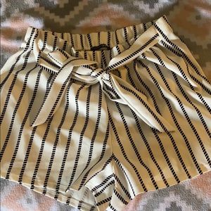Striped paper bag shorts